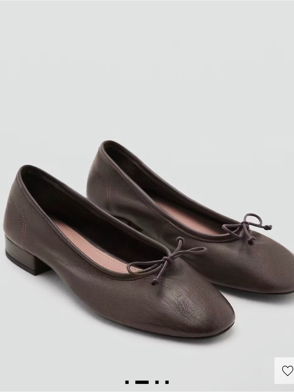 Mango Brown Leather Ballet Flats with Bow